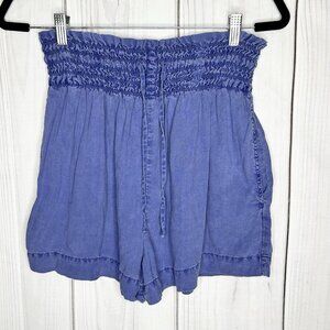 Bella Dahl Drawstring Shorts Size S (26x3) Blue High Waist Smocked Waist